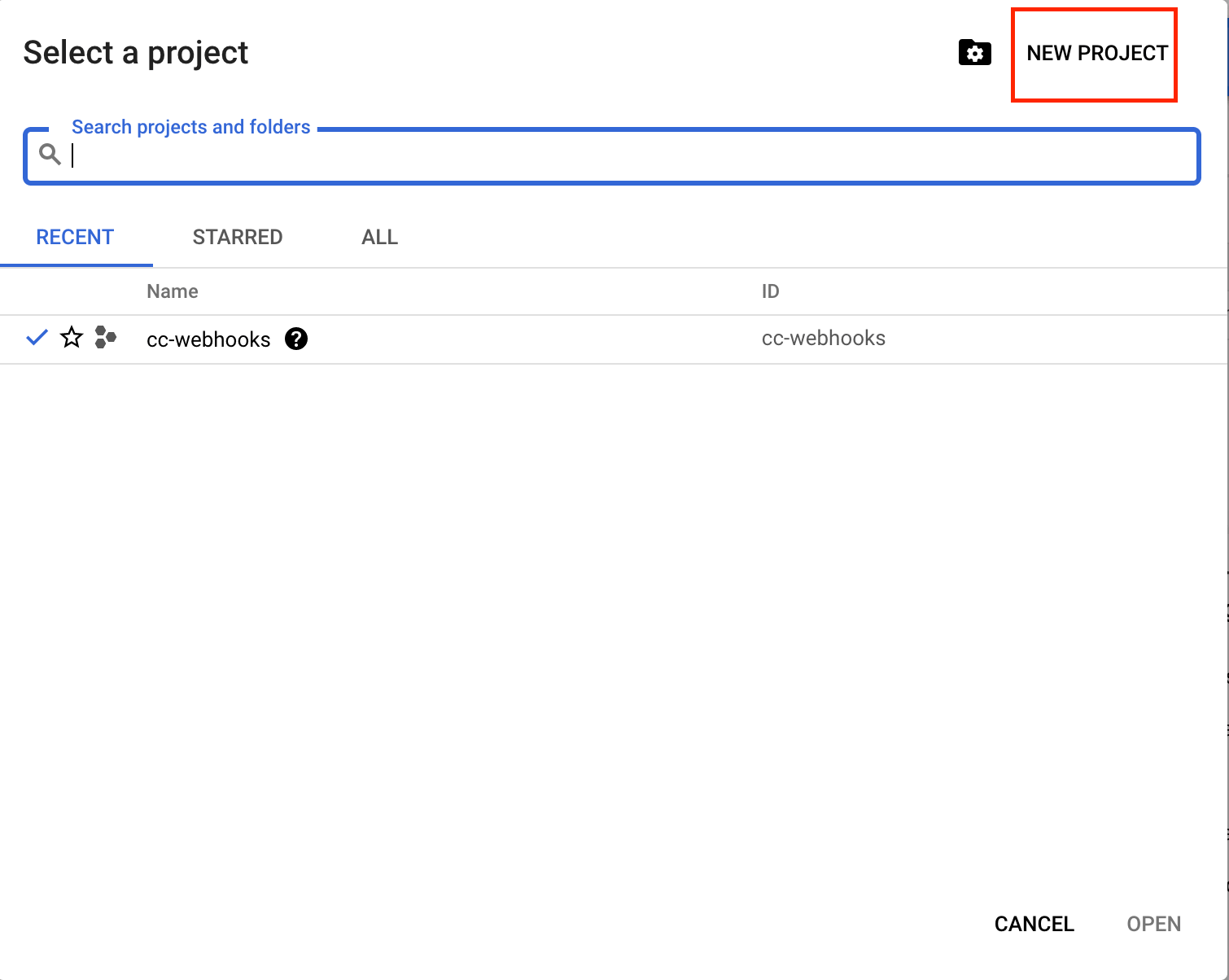 GCP creating a project
